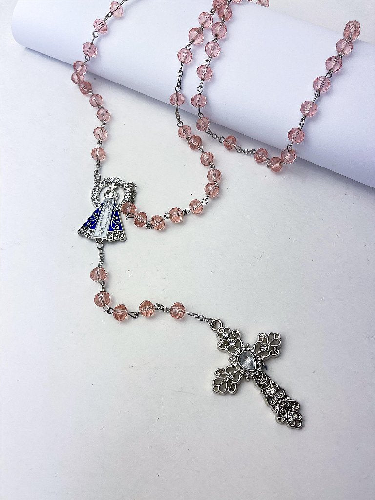 Terço de Nossa Senhora Aparecida com Cristais - 45 cm