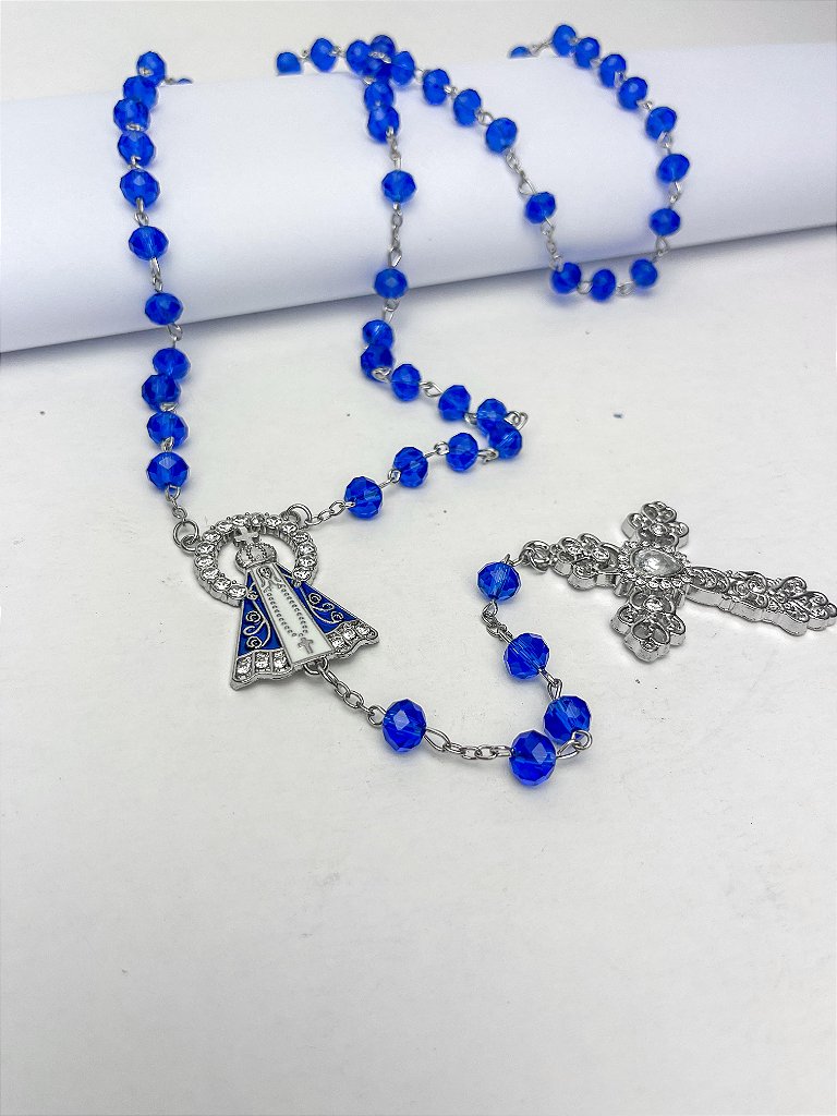 Terço de Nossa Senhora Aparecida com Cristais - 45 cm