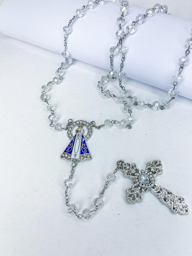 Terço de Nossa Senhora Aparecida com Cristais - 45 cm