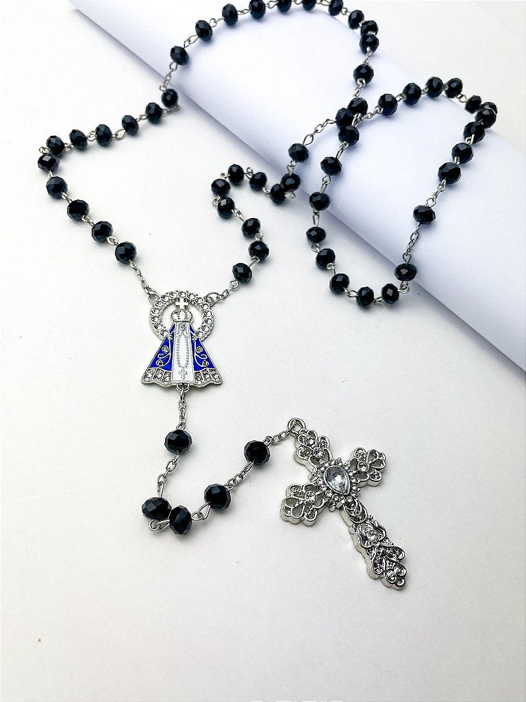 Terço de Nossa Senhora Aparecida com Cristais - 45 cm