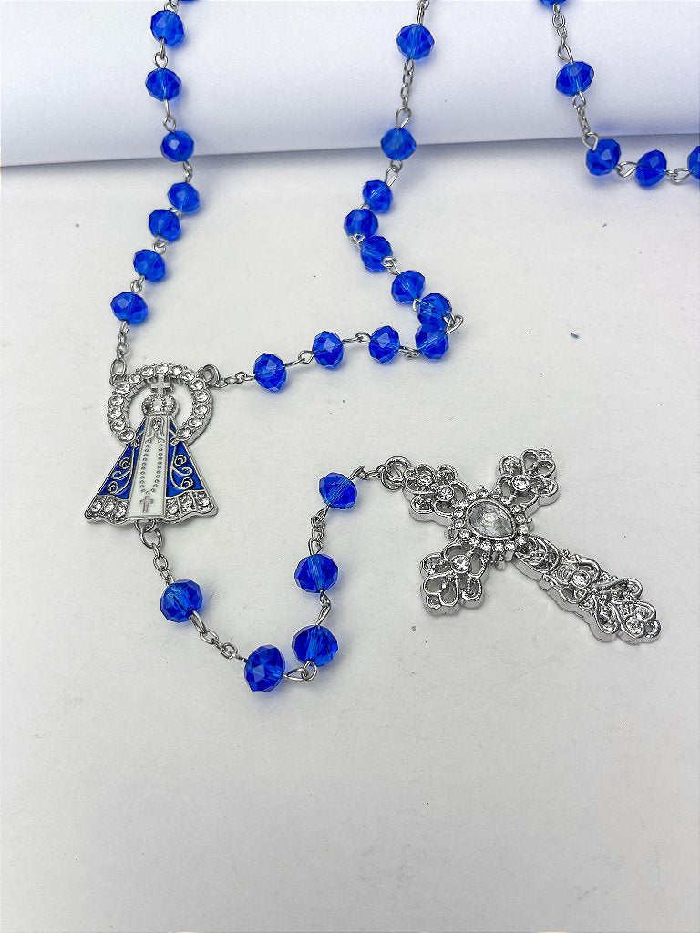 Terço de Nossa Senhora Aparecida com Cristais - 45 cm