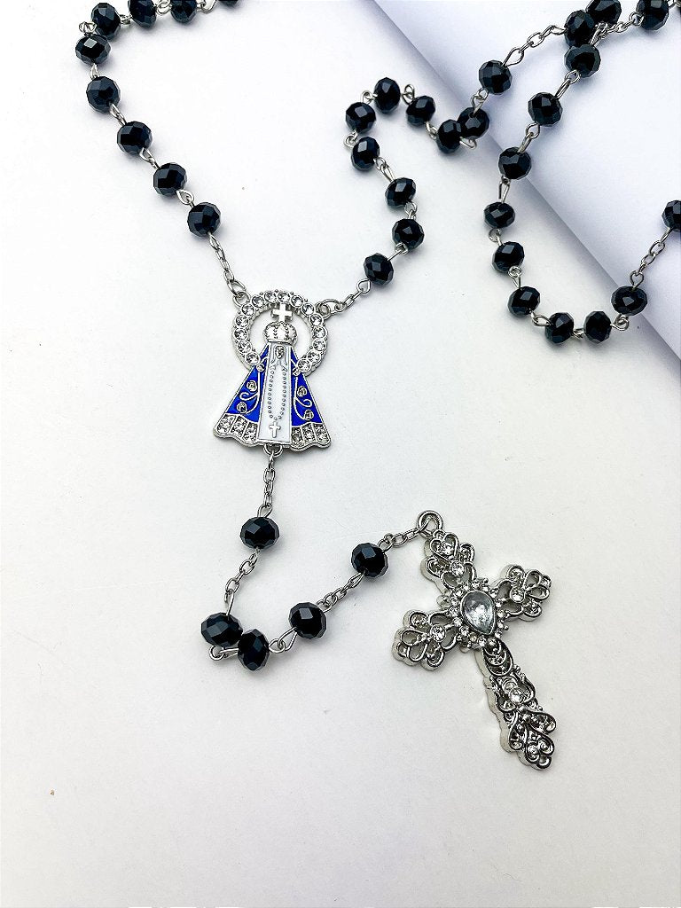 Terço de Nossa Senhora Aparecida com Cristais - 45 cm
