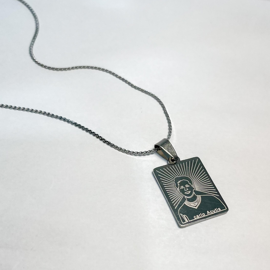 Colar Aço Inox com Medalha de São Carlo Acutis - Feminino