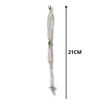 Terço de Pulso Infantil Translúcido com Medalha de N. S. Aparecida - 21 CM