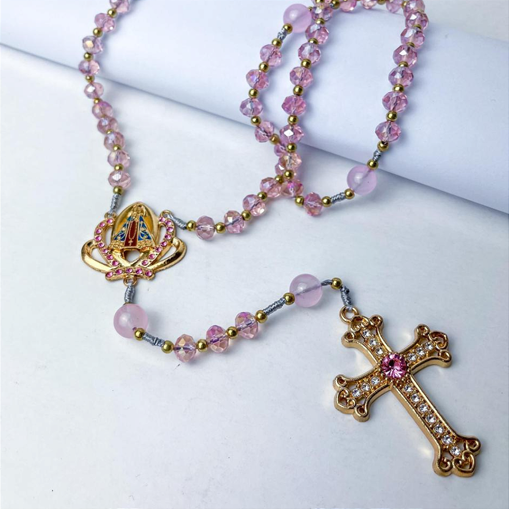 Terço Nossa senhora Aparecida pérola Premium - 40 cm