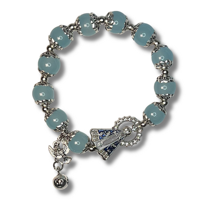 Pulseira de Miçanga com Pingente de Nossa Senhora Aparecida e Espírito Santo