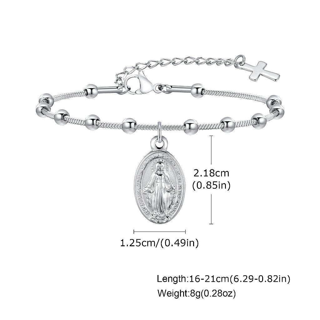 Pulseira de N.S das Graças, Aço inox