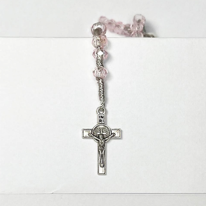 Terço de Pulso de Cristal com Medalha de São Bento - 22CM