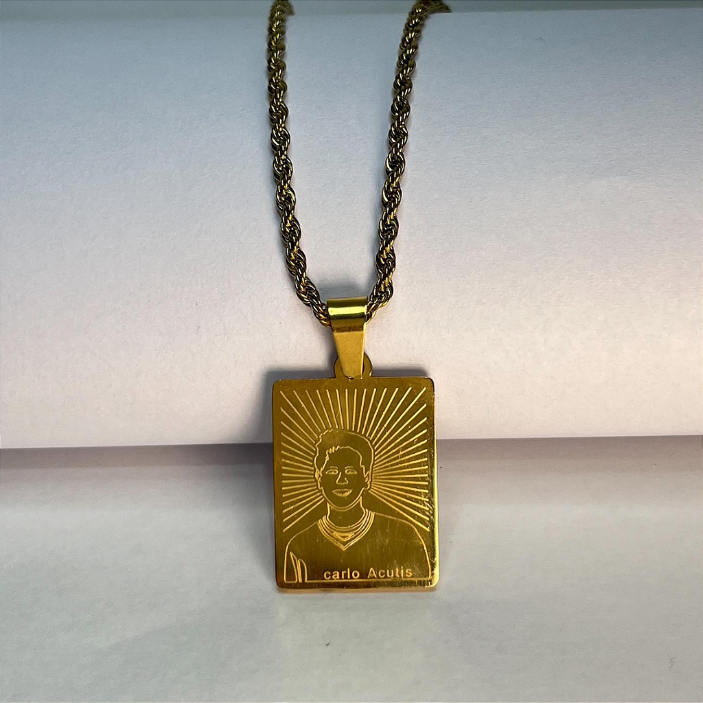Colar Aço Inox com Medalha de São Carlo Acutis - Feminino