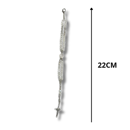 Terço de Pulso de Cristal com Medalha de São Bento - 22CM
