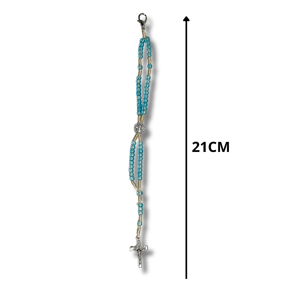 Terço de Pulso Infantil Translúcido com Medalha de São Bento - 21 CM