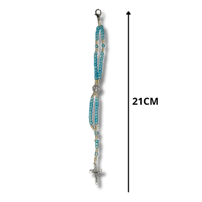 Terço de Pulso Infantil Translúcido com Medalha de São Bento - 21 CM