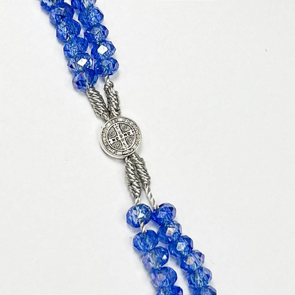 Terço de Pulso de Cristal com Medalha de São Bento - 22CM