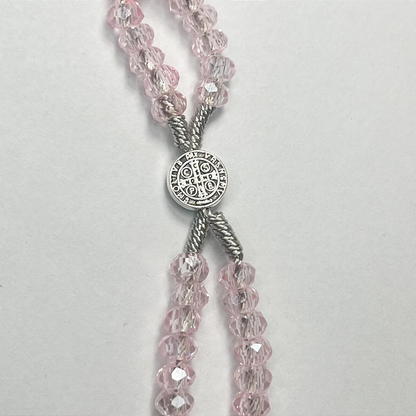 Terço de Pulso de Cristal com Medalha de São Bento - 22CM