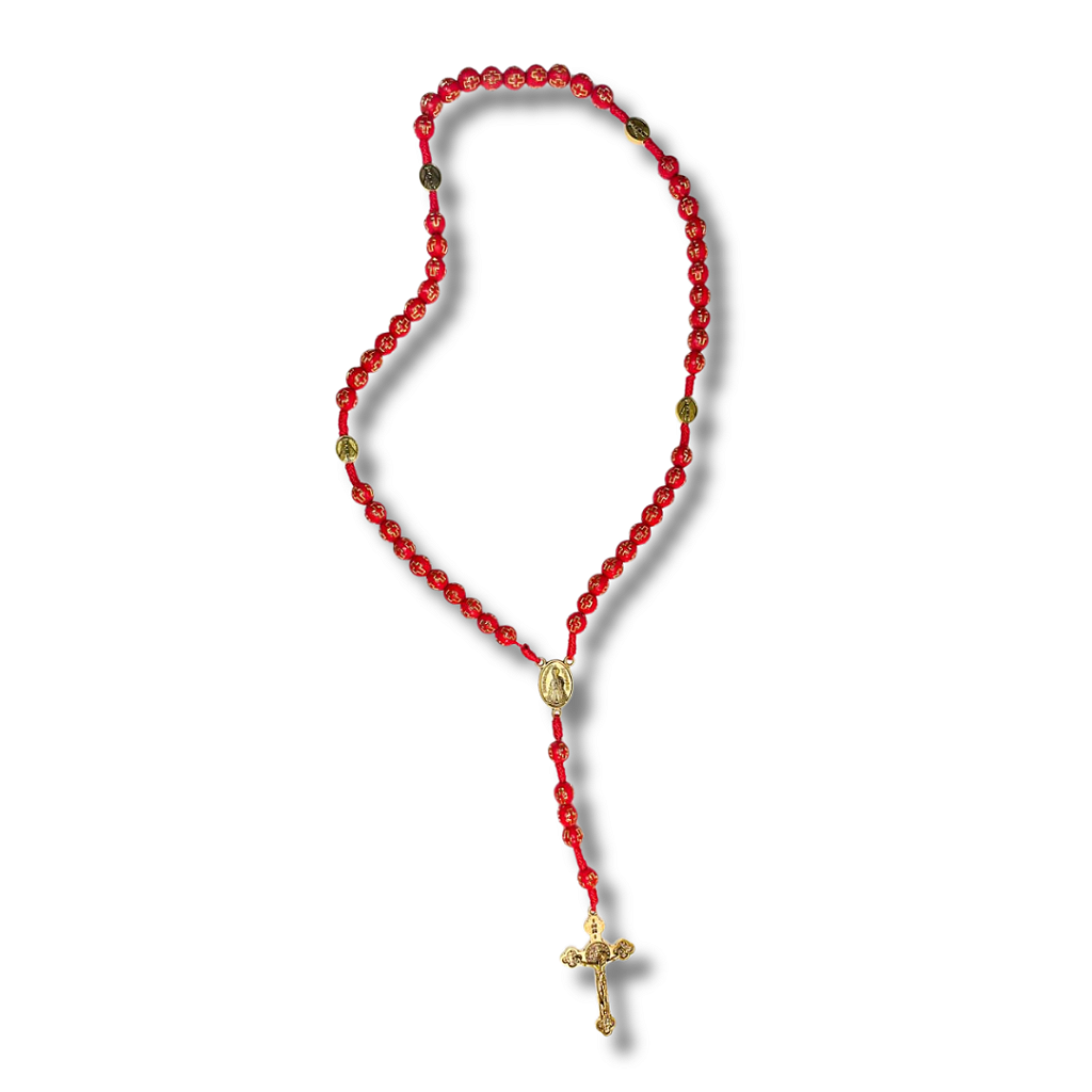 Terço Contas Estilizadas com Cruz e Medalha de Nossa Sra. Aparecida - 47cm