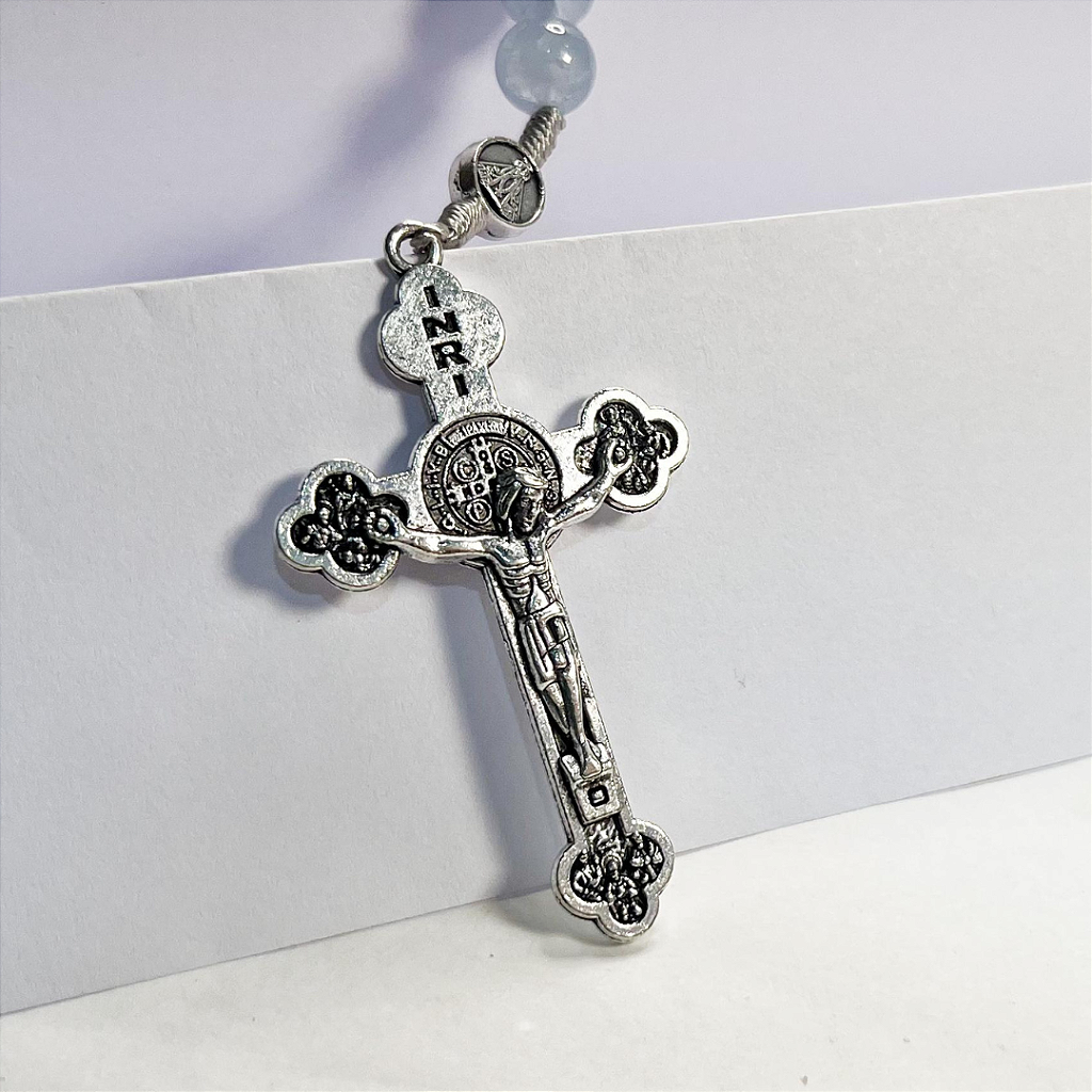 Terço Marmorizado com Medalha de Nossa Senhora Aparecida - 41cm