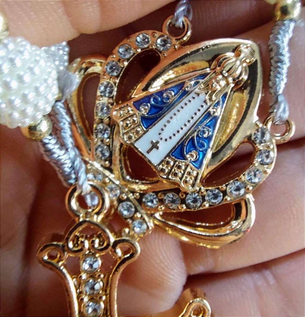 Terço Nossa senhora Aparecida Perolas - 40 cm