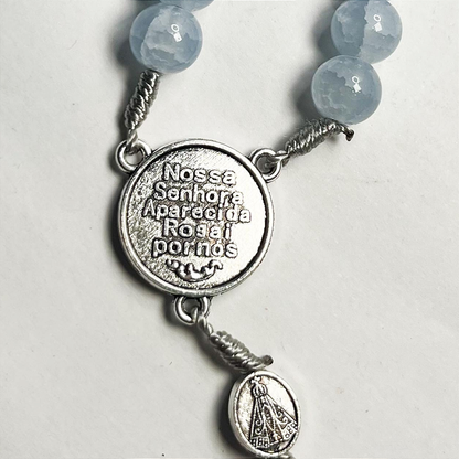 Terço Marmorizado com Medalha de Nossa Senhora Aparecida - 41cm