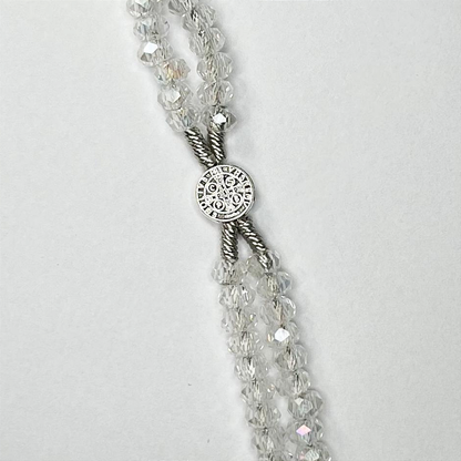 Terço de Pulso de Cristal com Medalha de São Bento - 22CM