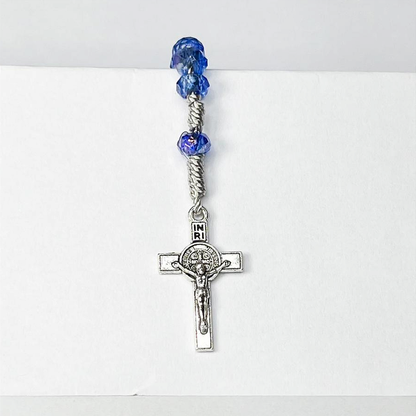 Terço de Pulso de Cristal com Medalha de São Bento - 22CM