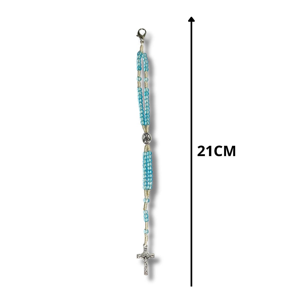 Terço de Pulso Infantil Translúcido com Medalha de N. S. Aparecida - 21 CM