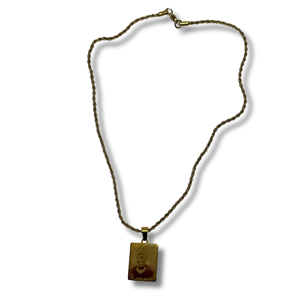 Colar Aço Inox com Medalha de São Carlo Acutis - Feminino
