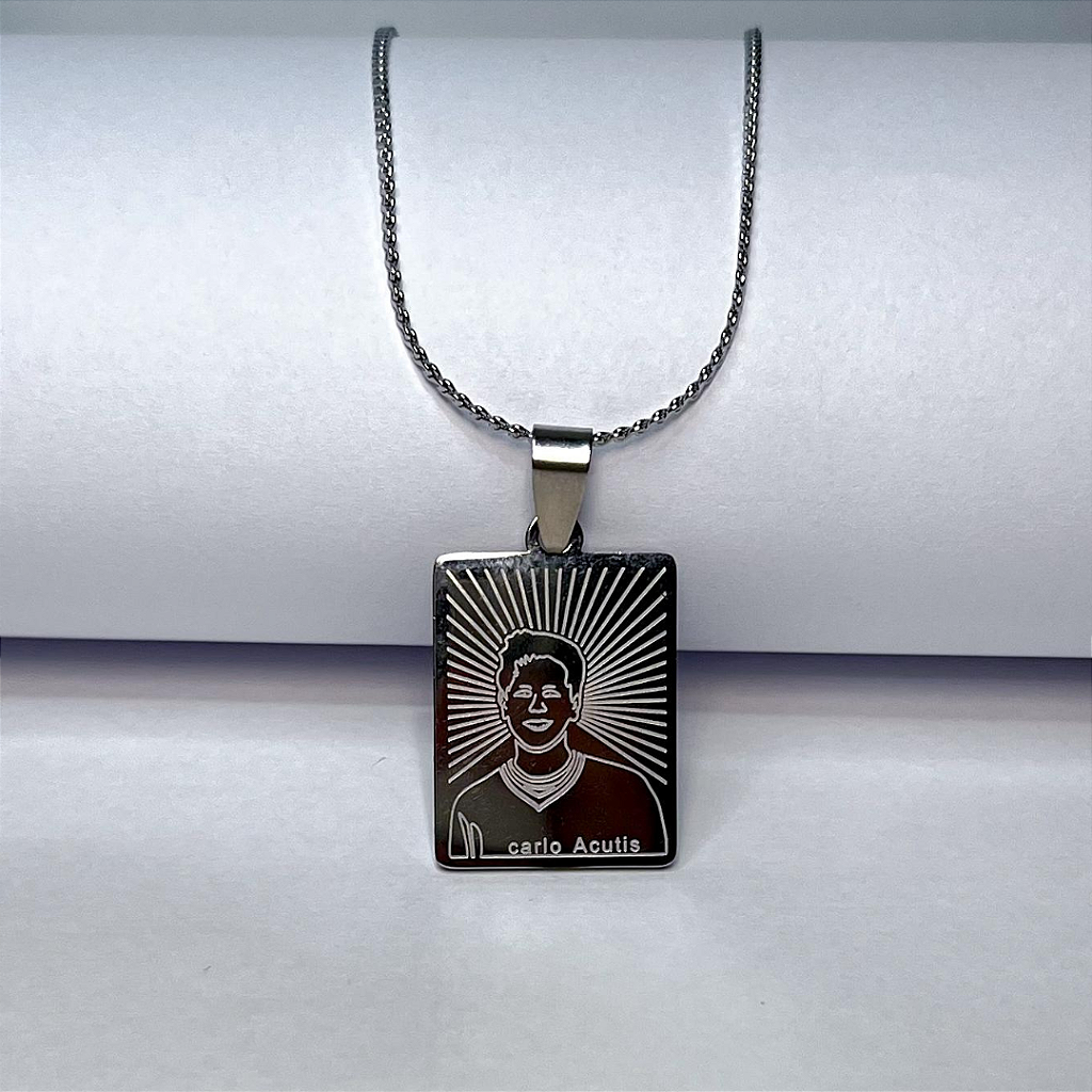 Colar Aço Inox com Medalha de São Carlo Acutis - Feminino