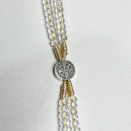 Terço de Pulso Infantil Translúcido com Medalha de São Bento - 21 CM