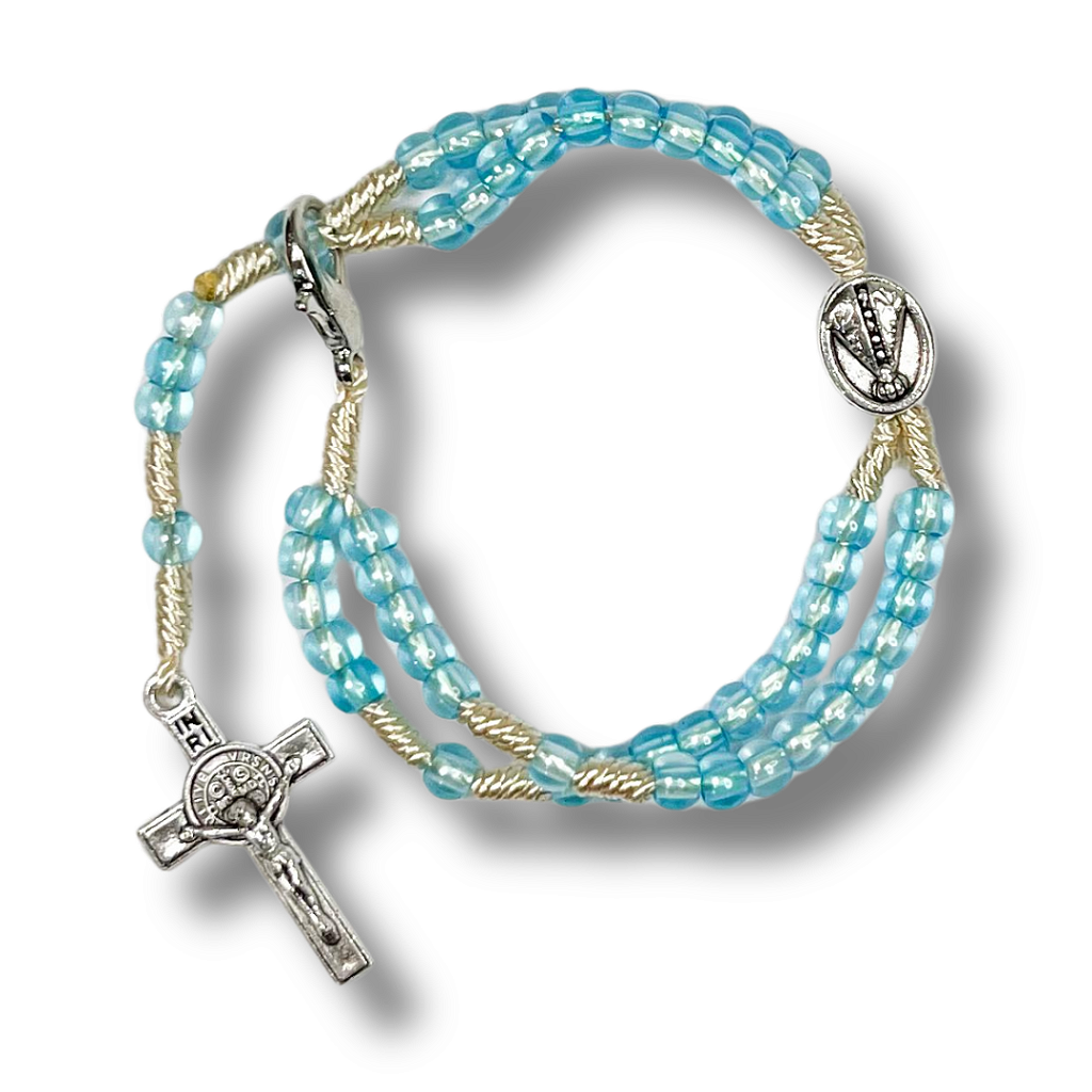 Terço de Pulso Infantil Translúcido com Medalha de N. S. Aparecida - 21 CM
