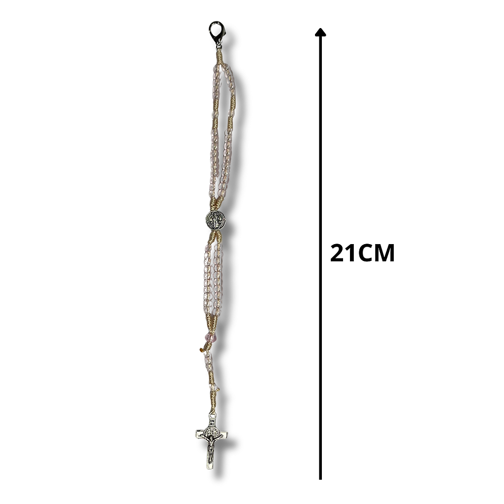 Terço de Pulso Infantil Translúcido com Medalha de São Bento - 21 CM