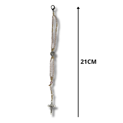 Terço de Pulso Infantil Translúcido com Medalha de São Bento - 21 CM